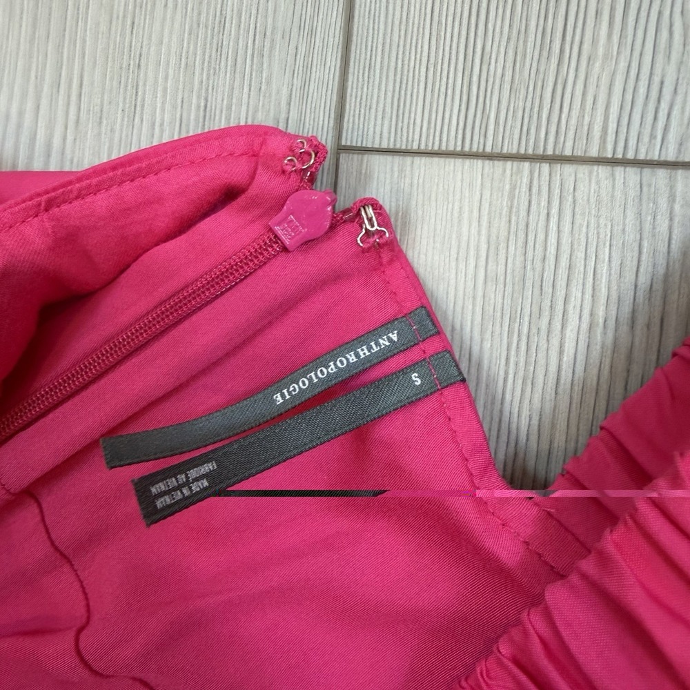 By Anthropologie Sleeveless Plunge Drop-Waist A-Line Mini Dress Pink Small $158 - Picture 7 of 15